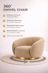 Luxury Swiss Sand Arm Chair 360 Degree Rotatable Arm Chair With Ultra Soft and Confortable Lounge Premium Textured Fabric (sand)