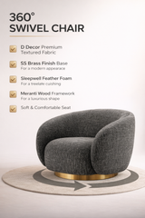 Luxury Swiss Accent Chair Black  360 Degree Rotatable Arm Chair With Ultra Soft and Confortable Lounge Premium Textured Fabric (sand)