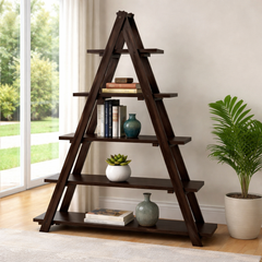 The Trainglo Sheesham Wood Elegant Urban Style Wooden Library Rack Unit