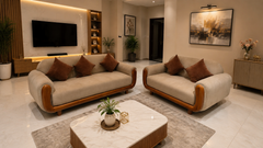 Aurelia Luxe Twin Seater Sofa Set with Solid Wood Accent Frame
